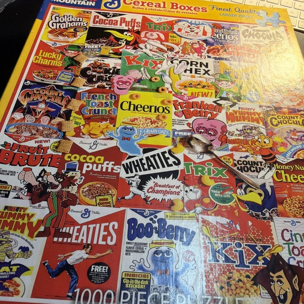 White Mountain Jigsaw 1000 Piece Puzzle G CEREAL BOXES #1261A COMPLETE